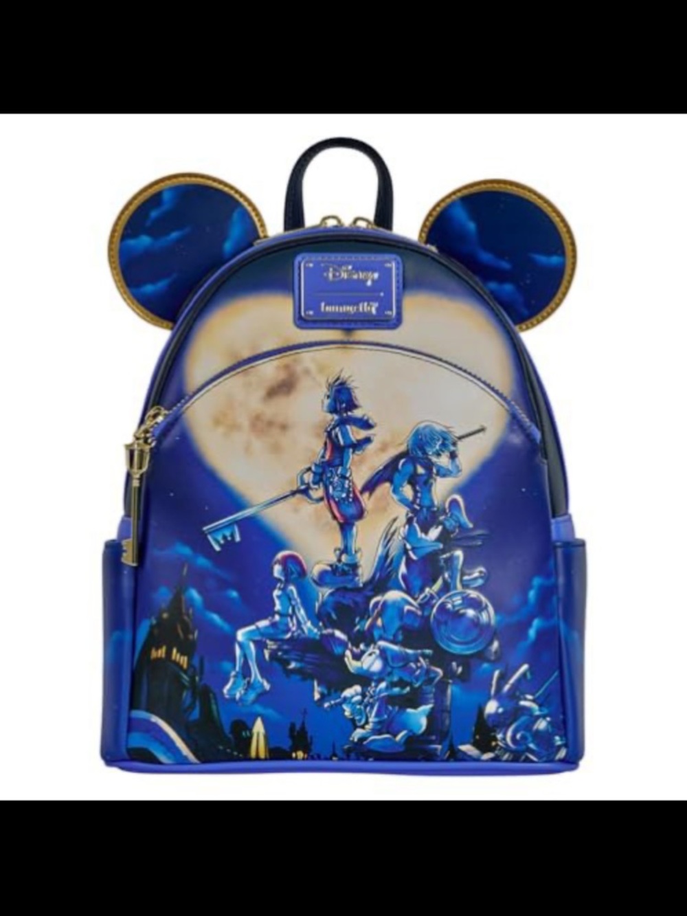 Loungefly Blue Kingdom Hearts Mickey Ear Mini Backpack with Gold Trim